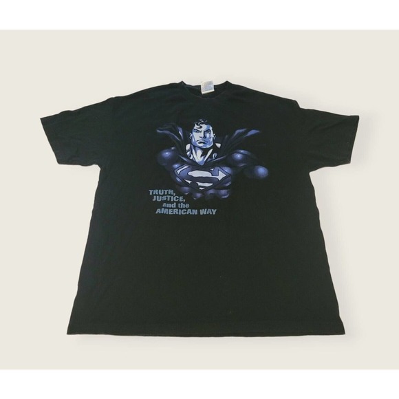 Vintage Superman T-Shirt Blue Black Size XL Warner Bros DC Comics - Picture 1 of 6